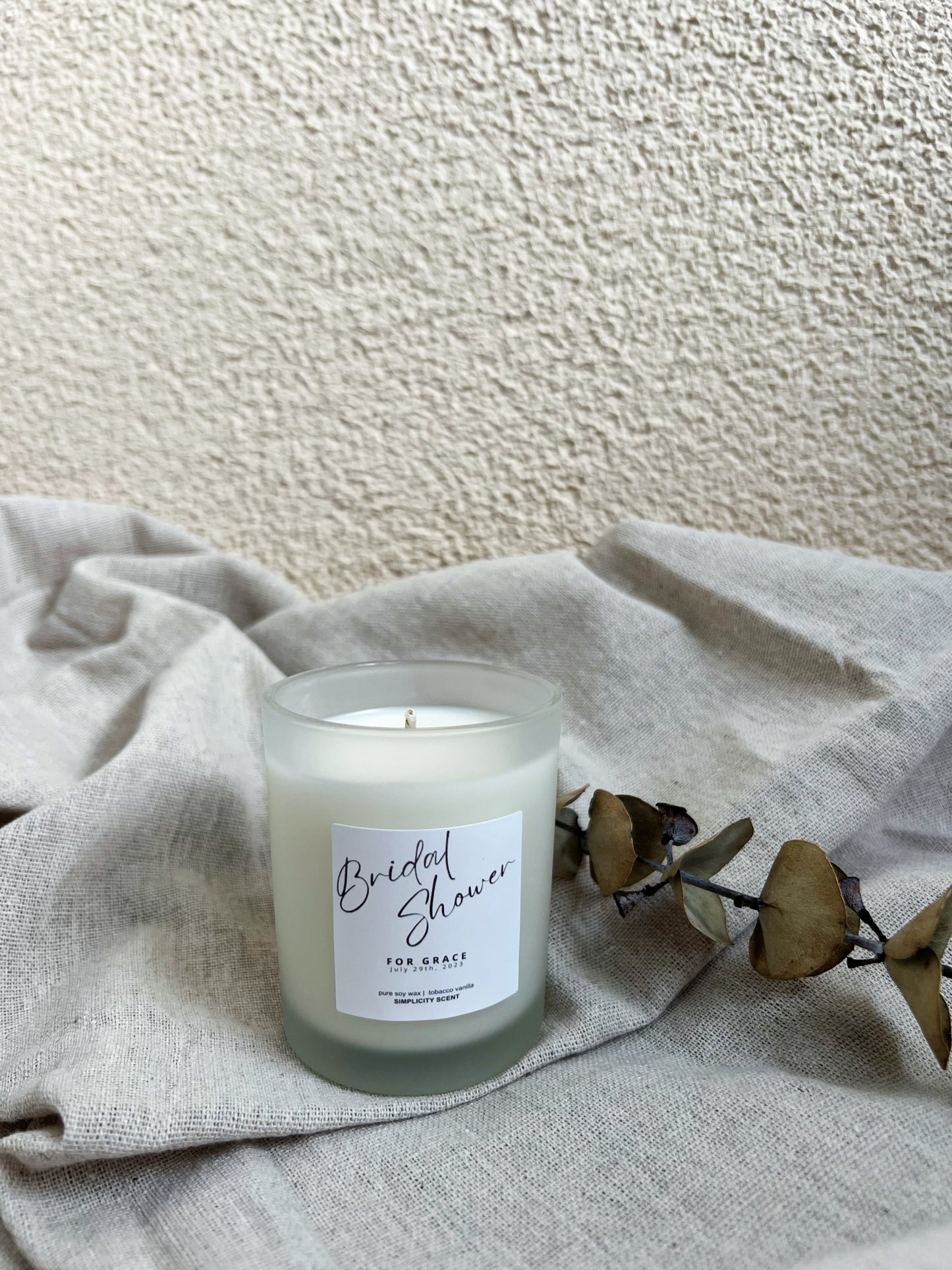 Personalized Bridal Shower Favor - Candle Favor -Simple and Clean
